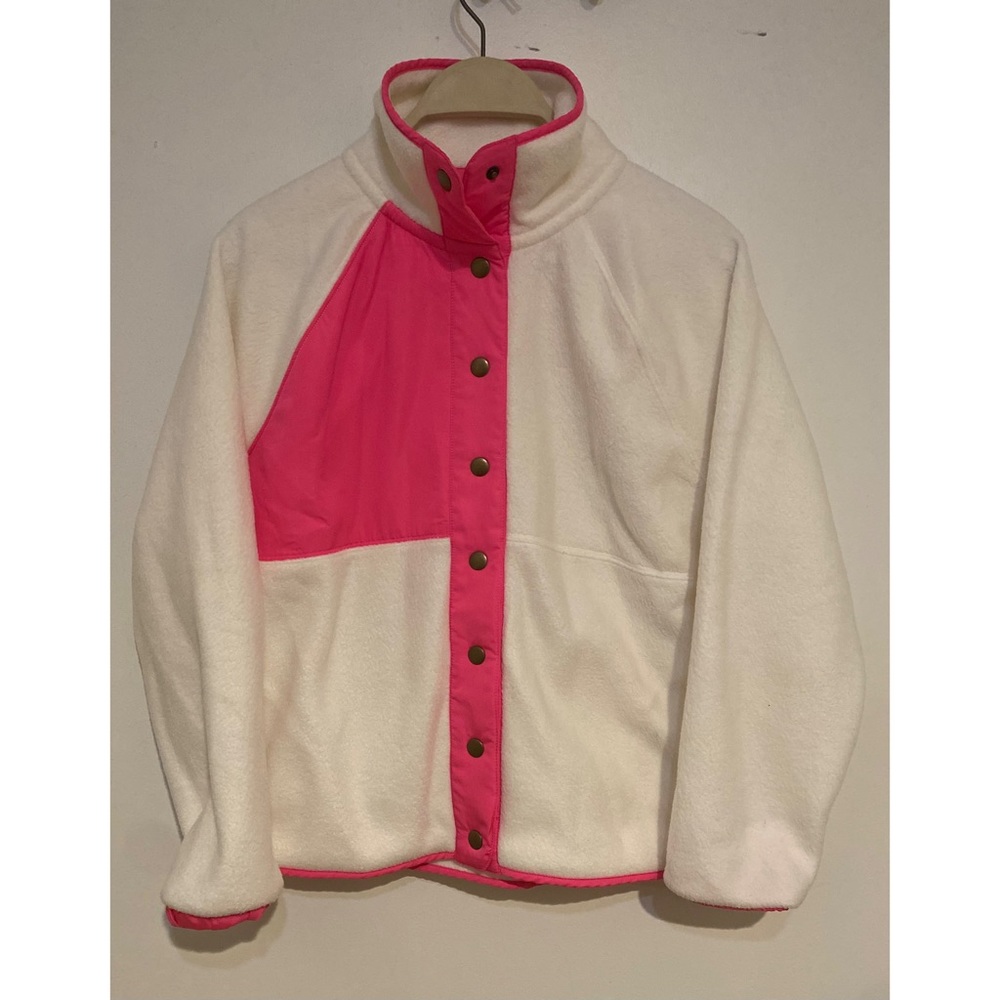 White and hot pink fleece